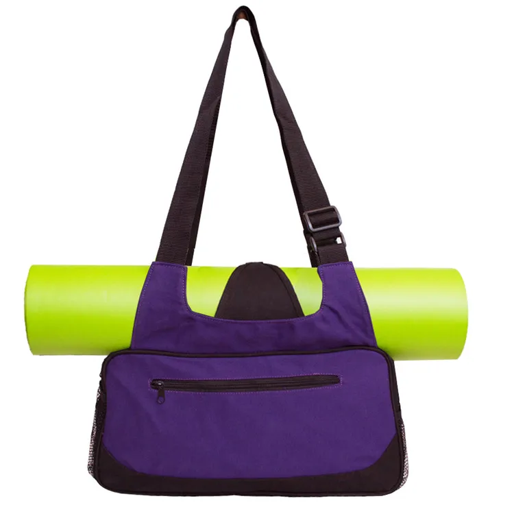 Large Capacity Canvas Yoga Mat Holder Shoulder Tote Bag With Pocket On