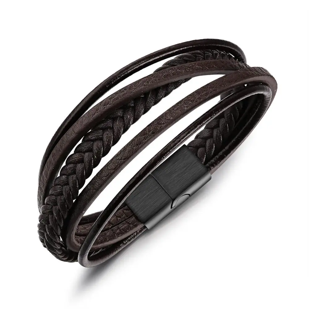 

Creative Ethnic Style Brown Hand-woven Multi-layer Men's Leather Bracelet Bracelet Leather, Black, brown