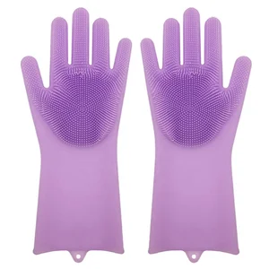 Heat Resistant Dish wash Magic SakSak Silicone Gloves with Wash Scrubber