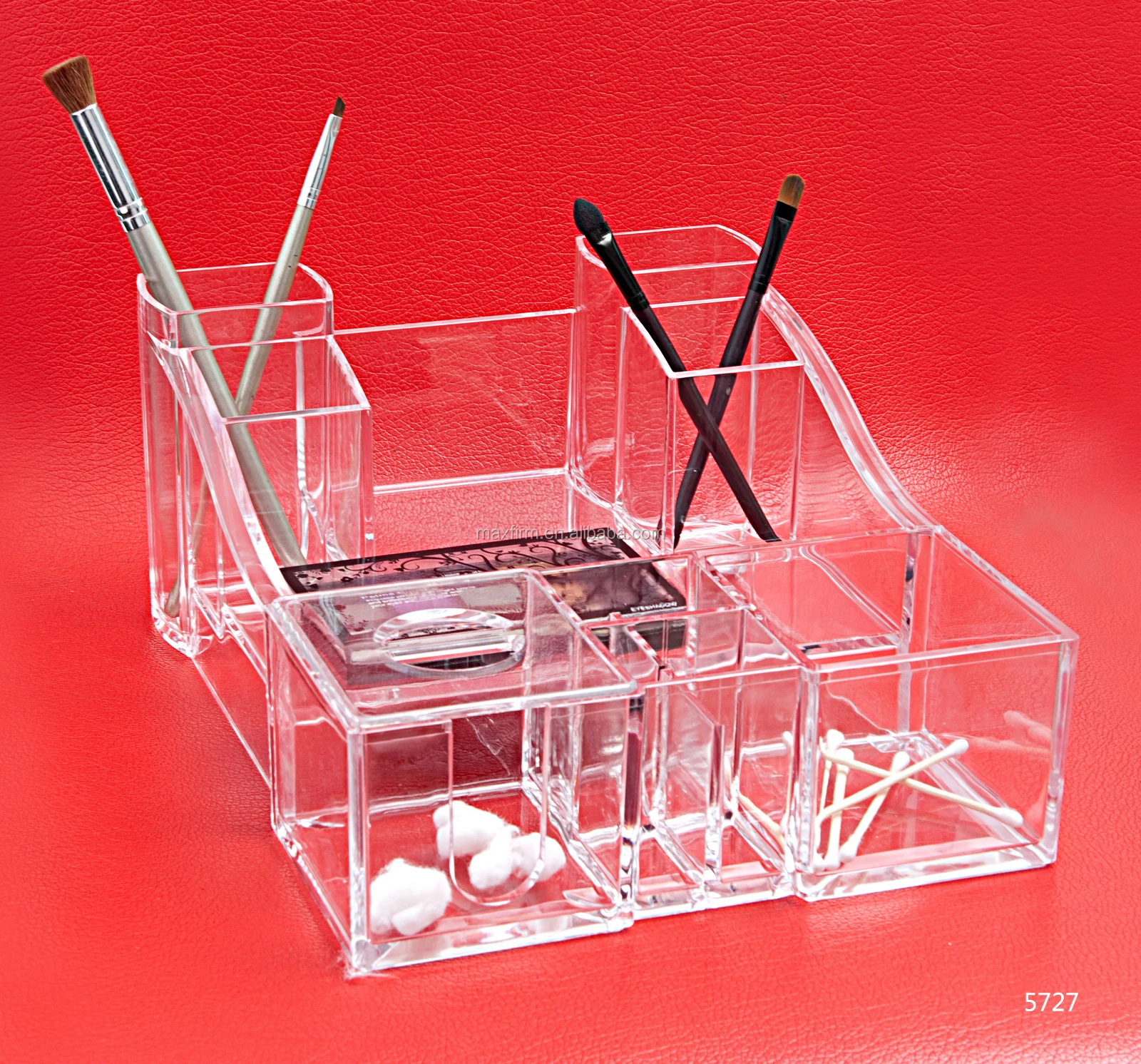 Clear Acrylic Cosmetic Organizer With Compartment Makeup Storage Tray ...