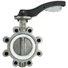 Bundor PTFE Lined Stainless Steel Lug Type Wafer 6 Inch Lever Operated Butterfly Valve