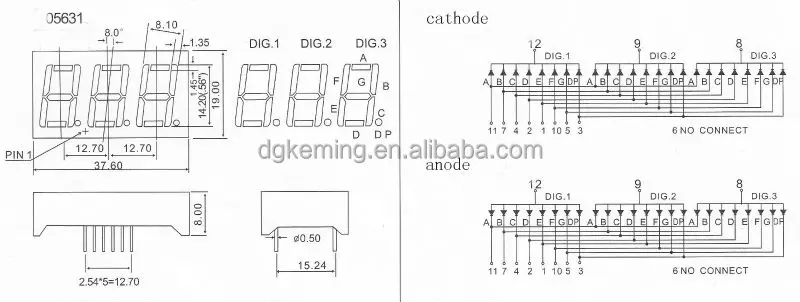 7 segment led display 3 digits, 0.56 inch 3 digit 7 segment display