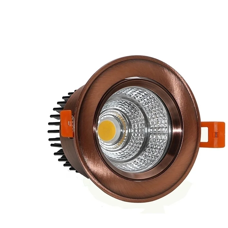 Indoor hotel project application led cob spotlight 0-10v dimming 3w 5w 10W 18w antique copper ceiling light