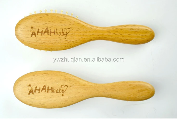 Factory direct supply wooden handle baby hair brush with comb sett