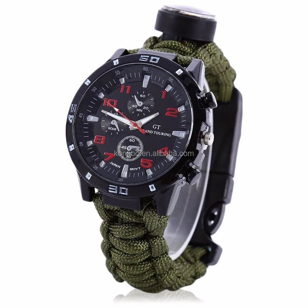 

KongBo Survival Parachute cord Bracelet Watch 7-in-1 Rescue Kit