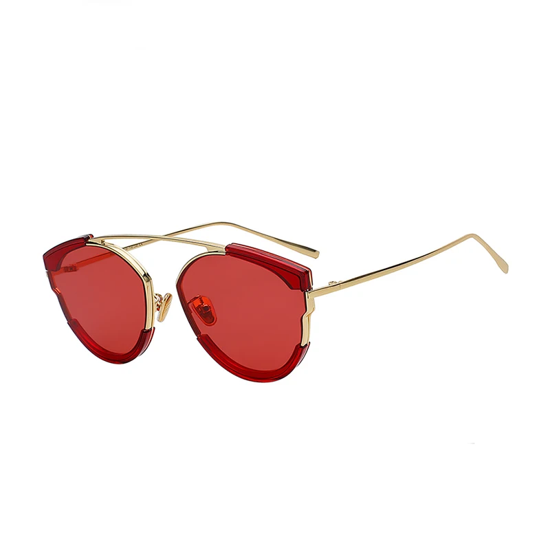 

Wholesale custom logo metal sunglasses vintage fashion trendy red sunglasses