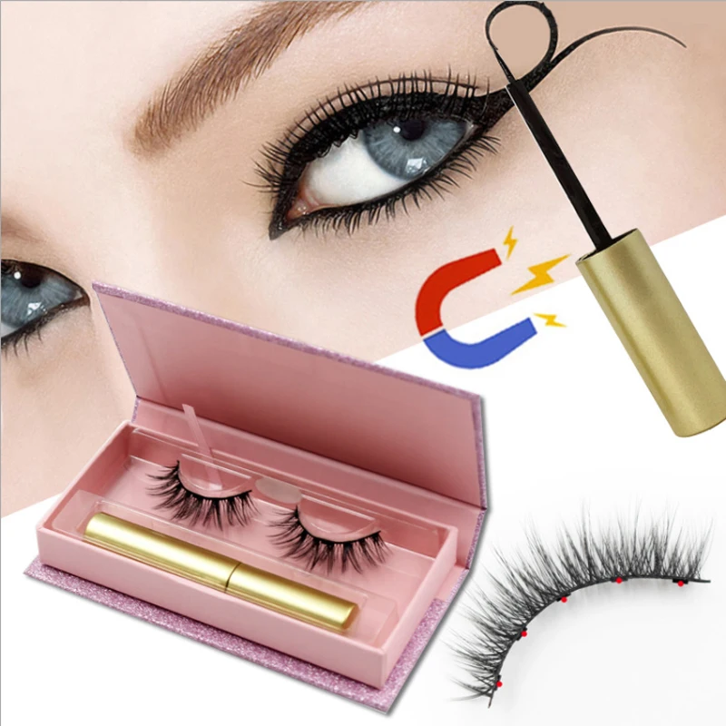 

Wholesale Eye Makeup 2021 Fashion Trend Eyeliner Magnetic Eye Lashes, Natural black