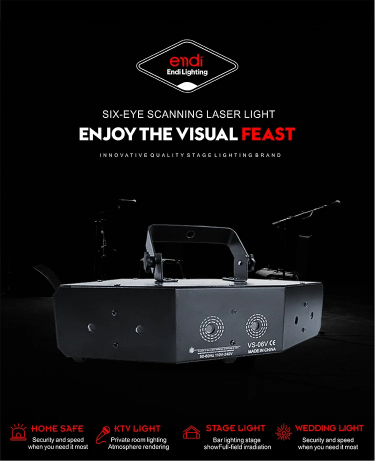 6 Eye Laser Light 6 Hole Scaning Led Laser Stage Lazer Light Endi Six