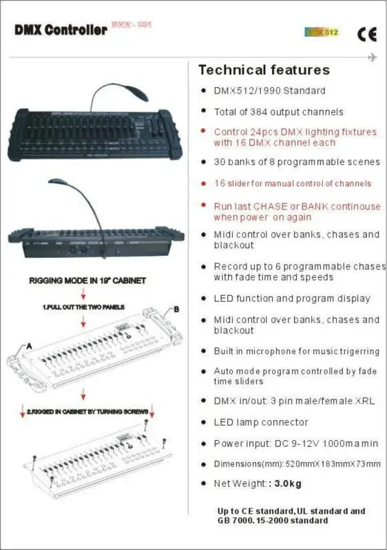 DMX384 Light Controller Wireless DMX512 DJ Disco Stage Dimmer Console