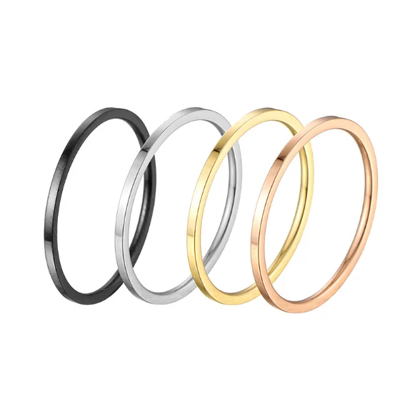 

Wholesale minimalist jewelry simple designs gold black stainless steel tungsten women ring blank