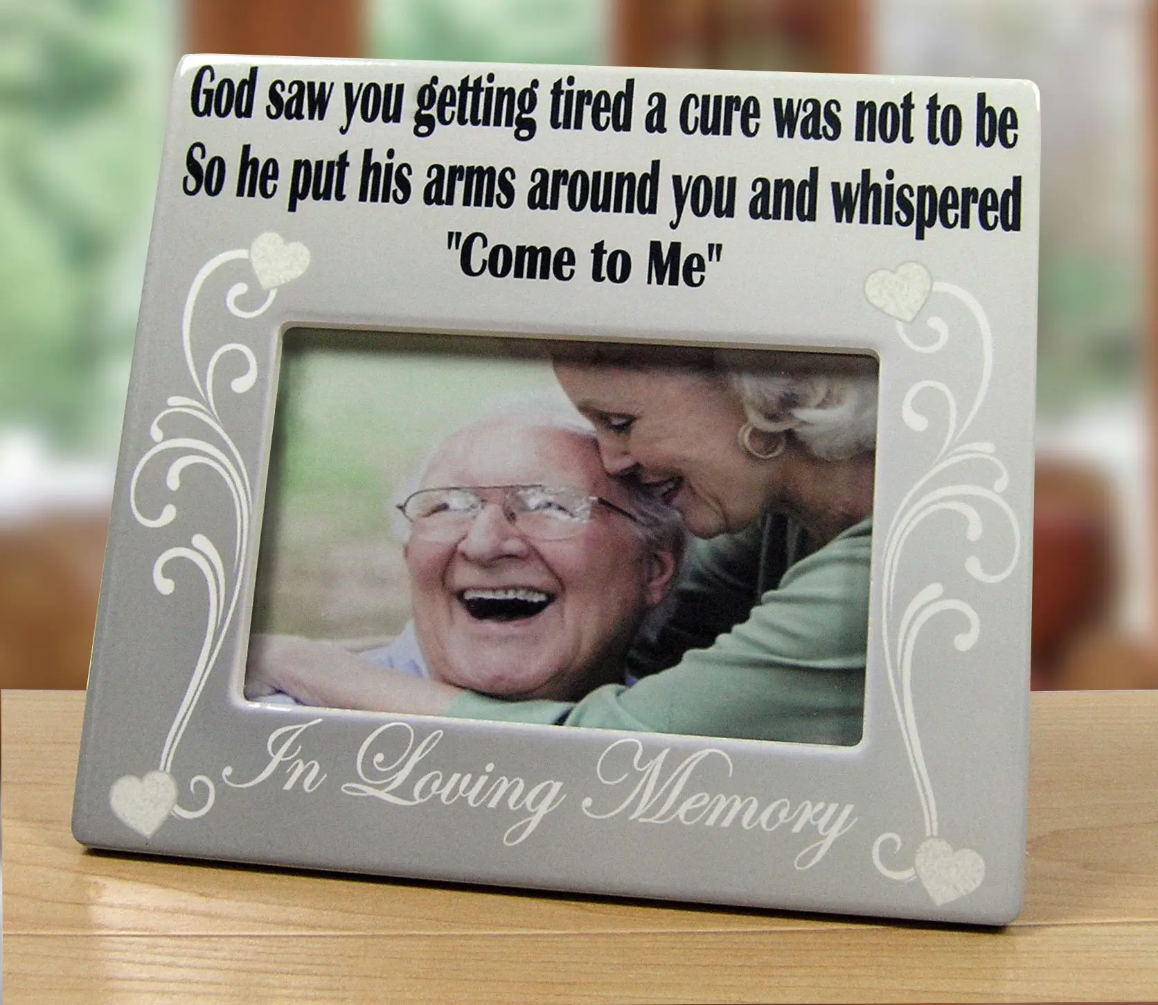 Banberry Designs Memorial Frame - in Loving Memory Frame - God Saw You Getting Tired and a Cure was Not to Be - 4 x 6 Ceramic Plaque - Loss of a Loved One Gift