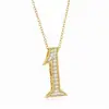 Clear CZ Number 1 Dangle Charm, 925 Pure Silver Number one Charm With CZ Paved necklace