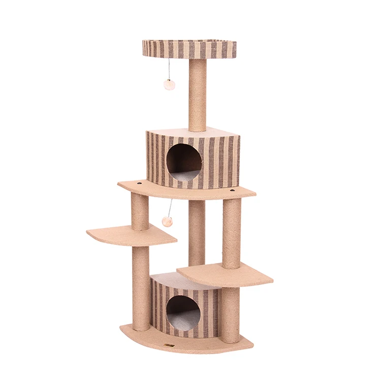 Fashion black cat tower mdf cardboard cat scratcher tree