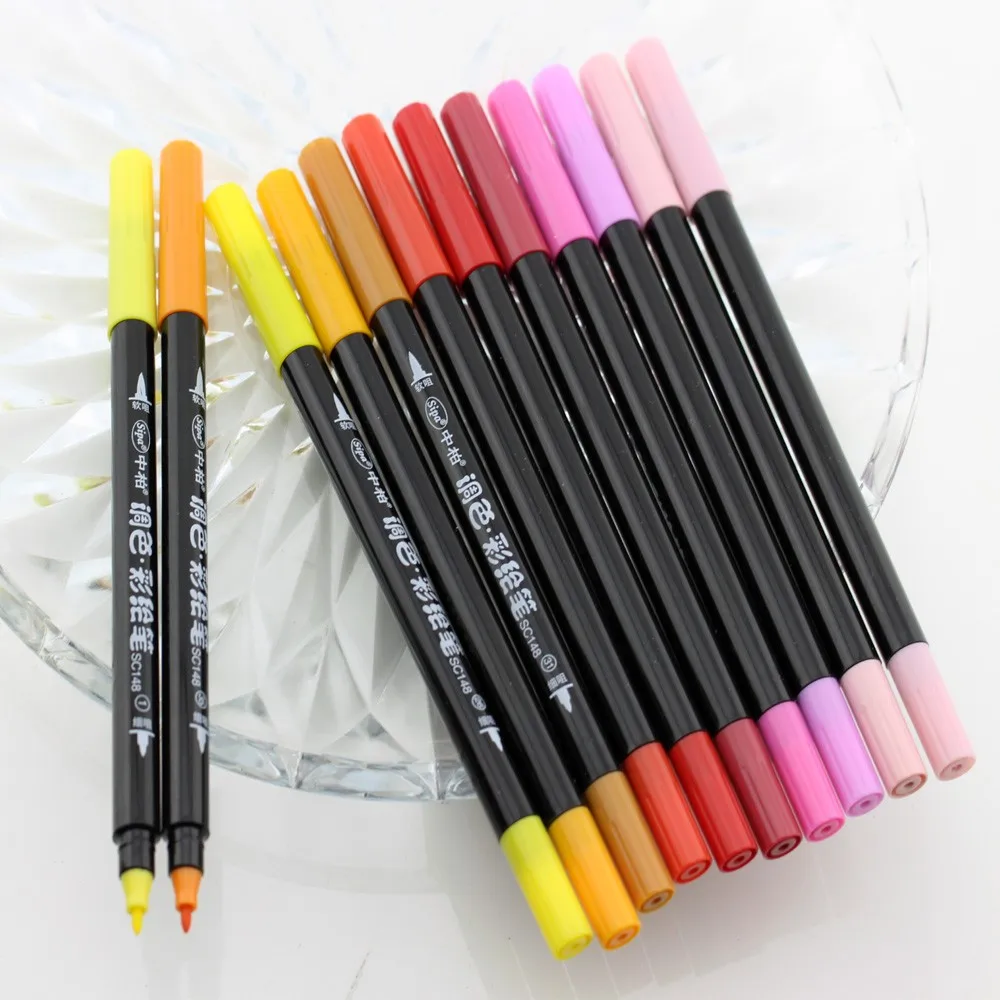 Twin Nib Brush Painting Markers Soft Brush Pen 36 Smart Colors Mix ...