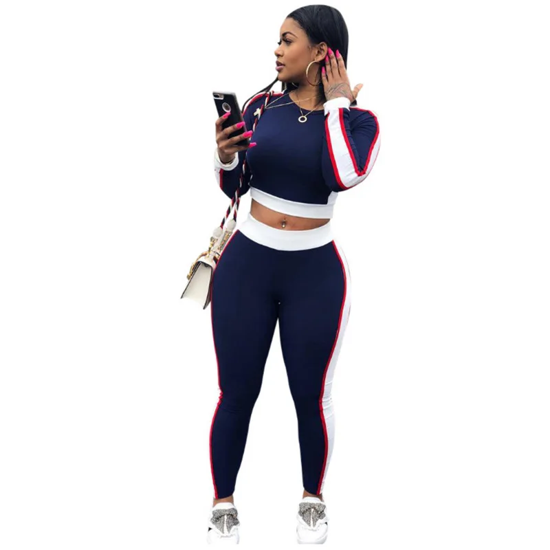 Woman Plus Size Sports Custom Women Sports Tracksuit Crop Tops And Pants Set