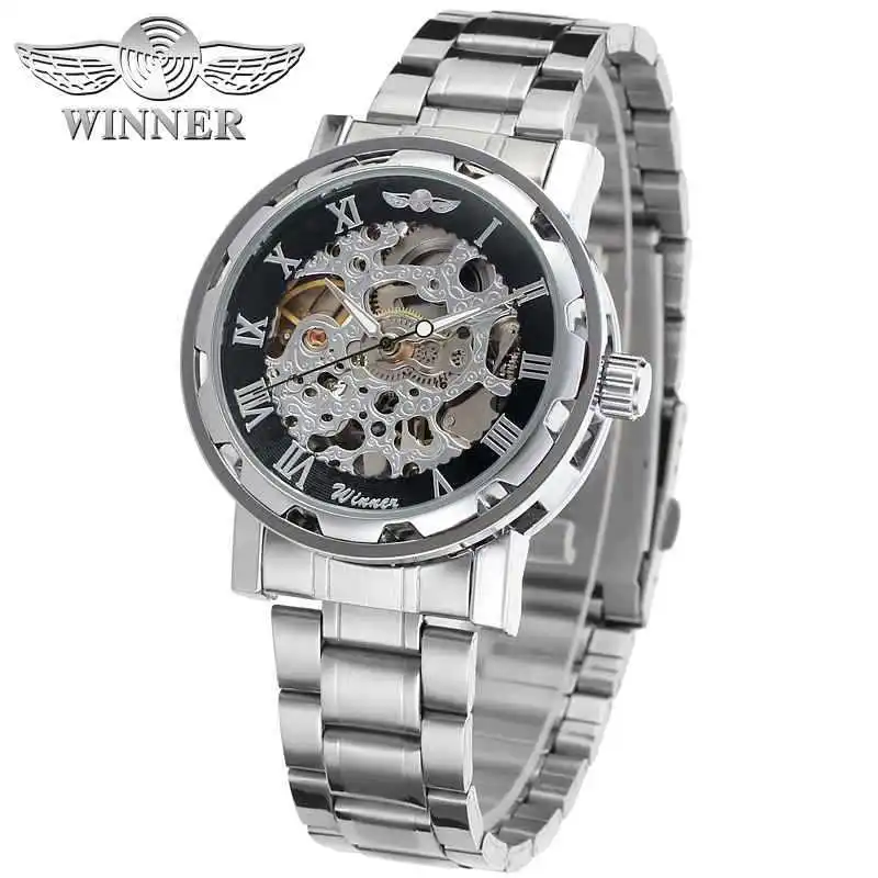 

WINNER 614 Men Automatic Mechanical Watch Stainless Steel Band Fashion Business Men Watches