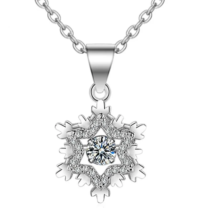

Hot style simple temperament set zircon pendant new style with electroplated smart snowflake necklace for women