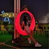 Rotational PE plastic removeable battery pack recharge glow led light outdoor patio swing with rack