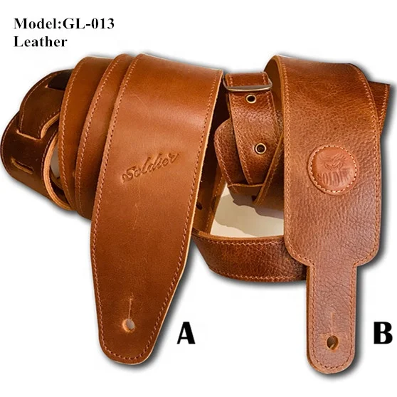 

Cow leather real leather guitar strap bass strap electric guitar strap, Brown