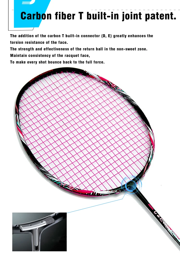 9u Badminton Rackets 30 Lbs Tension Graphitefiber 58g Badminton Racket