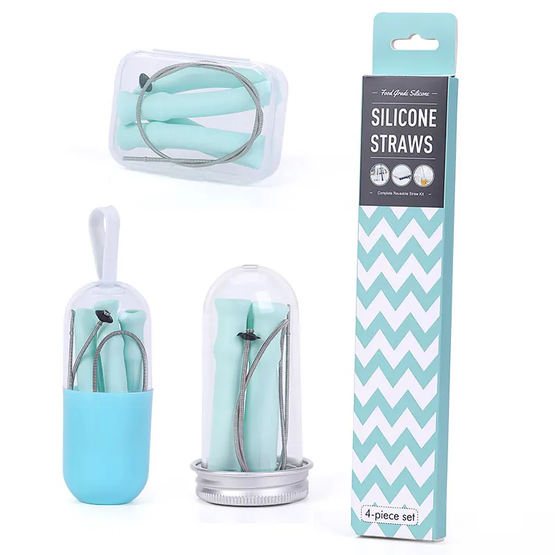 

New Product Ideas 2019 Healthy Drinks Custom Silicone Rubber Drinking Straws Silicone Reusable Straw, Cyan;quartz pink;gray;deep sky blue