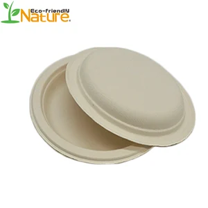 Image of Unbleached Compostable Biodegradable Disposable Sugarcane Pulp Plates