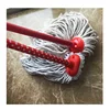 Home cleaning Tool Eco-Friendly flower plastic coated flat mop wooden handle