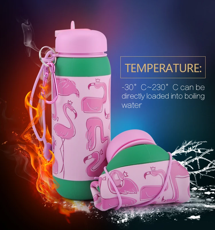 Custom Colorful Roll-up Sports Silicone drinking water Bottle