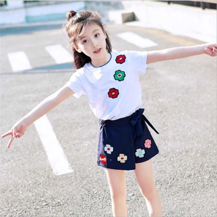 

YGS94 Fasion Children Clothing Set Baby Girls Clothes Sets Short sleeve T-shirt+short pants Summer Kids Sport Suit, As the picture show