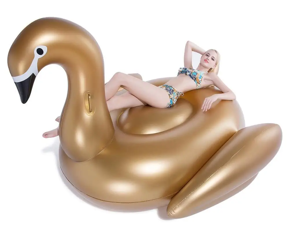 

BSCI CE Factory Gold Swimming PVC Animal Inflatable Toy Swan Pool Float, Golden black white and custmozied