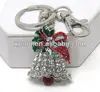 Silvertone/Clear&Red Crystal/Green Epoxy/Metal Bell/High Plating/Key Ring&Chain