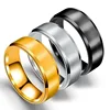 8mm beveled matte titanium steel men's ring