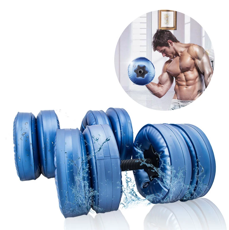 

High quality hex plastic water filled sport dumbbell adjustable in pounds, Blue/black