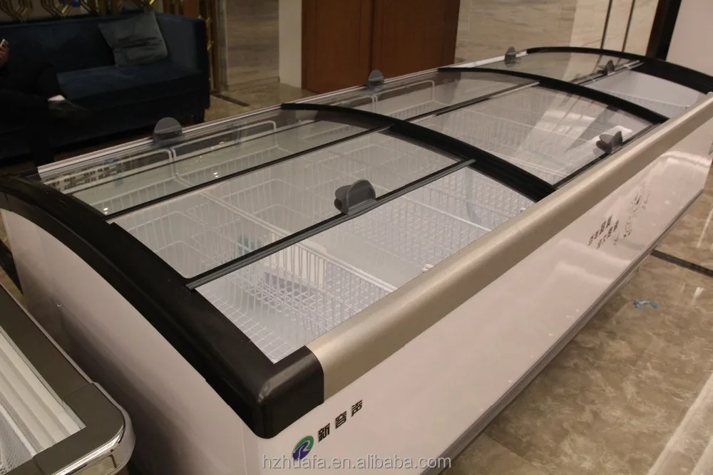 
Supermarket island deep freezer glass door 