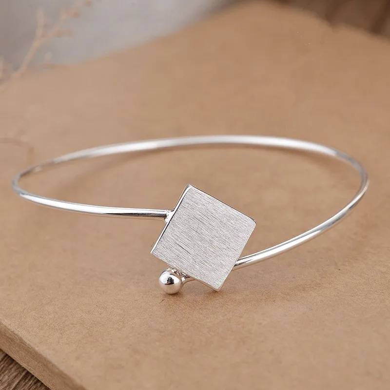

Good Quality Square open 925 Sterling silver Bangle, Black/silver/gold