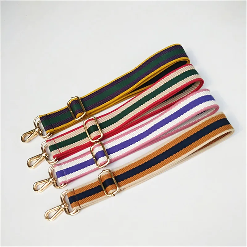 New Design Stripe Colorful Bag Strap Fashion Charm Adjustable Canvas