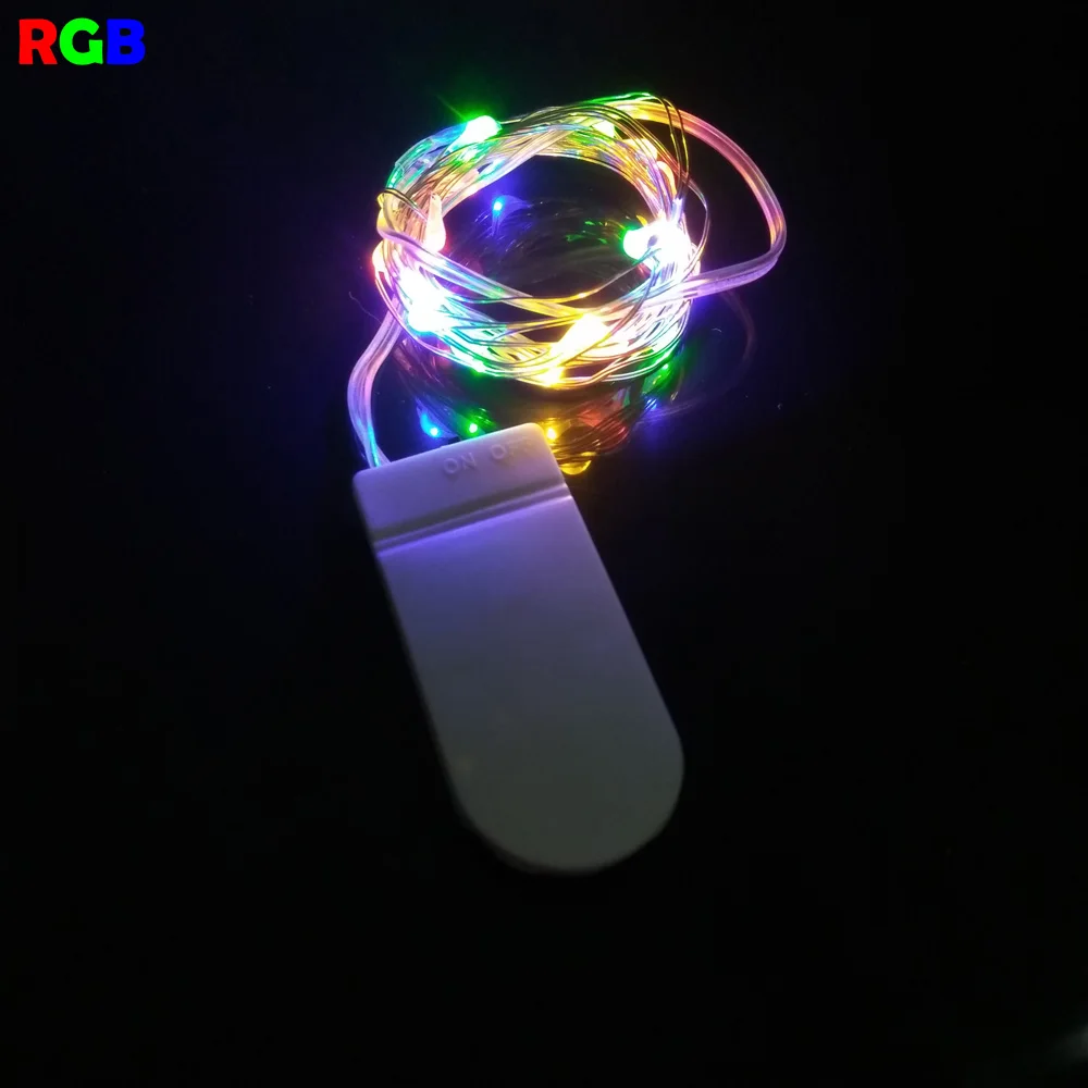 2M 20 Leds Waterproof Mini CR2032 Button Coin Dry Battery Powered Silver Copper Wire LED Fairy String Light