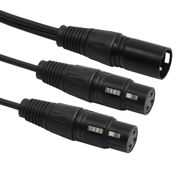 High Quality Xlr 3 Pin Male To 2 Xlr Female Connector Microphone