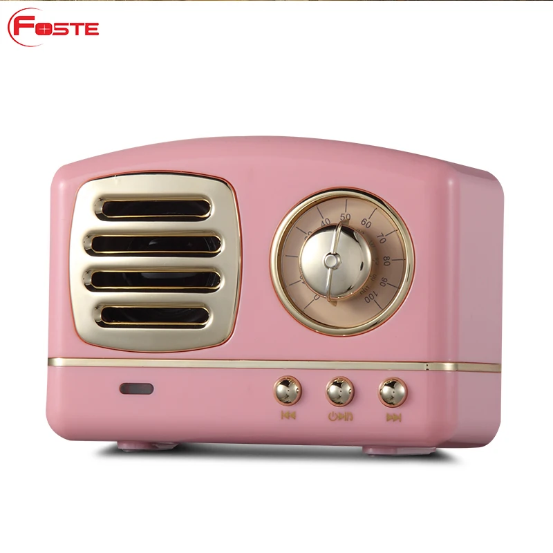 

high sound quality Retro Style TV Shape FM radio mini outdoor portable wireless bluetooth speaker with TF card/handsfree call, N/a