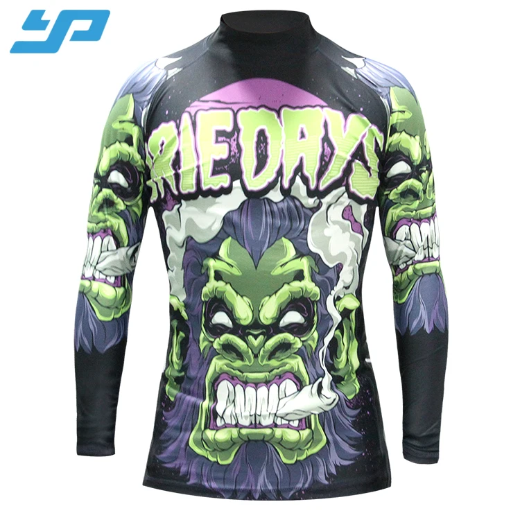 

Guangzhou Factory sublimation custom printed fitness sports MMA wear rash guards, Customized color