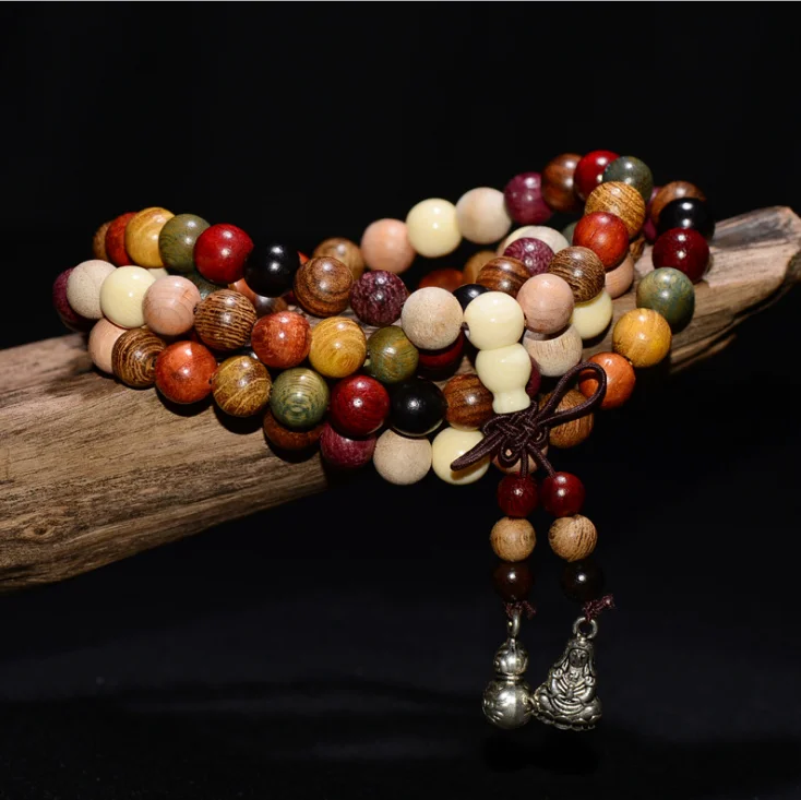 

tibetan sandalwood prayer mala 108 beads wood bracelet jewelry, Brown