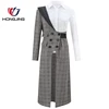 women wear long Sleeves top shirt blouse fit and flare hem and long sleeves jacket front button closure two pieces Sets evening