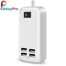 CinkeyPro EU Plug 4 Ports Multiple Wall USB Charger 15W 3A Smart Adapter Mobile Phone Charging Data Device For iPhone iPad