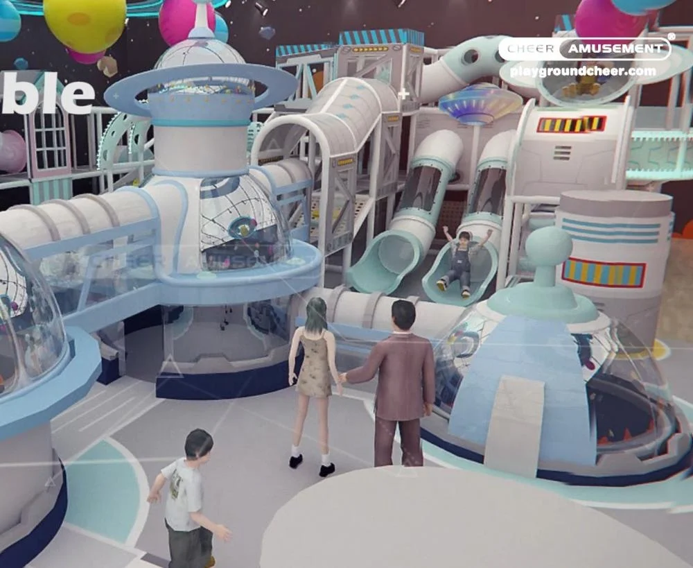 Cheer Amusement Indoor Kids Play Area Design 3D Rendering, View Play