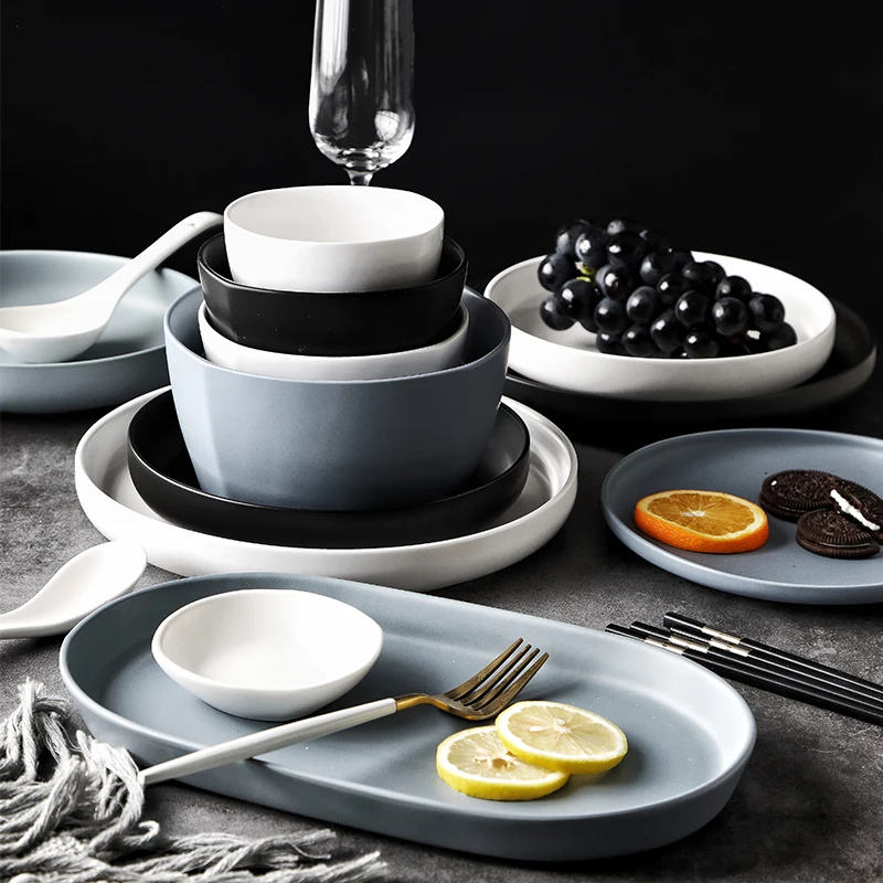 Japanese style dinnerware matte hotel used ceramic stoneware rice bowl 