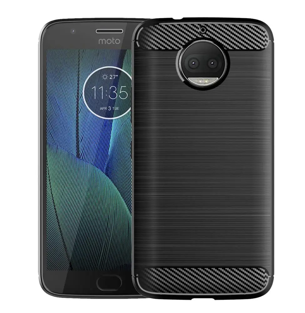 

Carbon Fiber Shockproof Soft TPU Back Cover mobile Phone Case For Moto G5S Plus