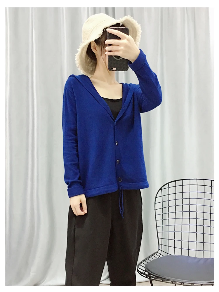 
causal lightweight outwear with botton hooded ladies cardigan sweaters 