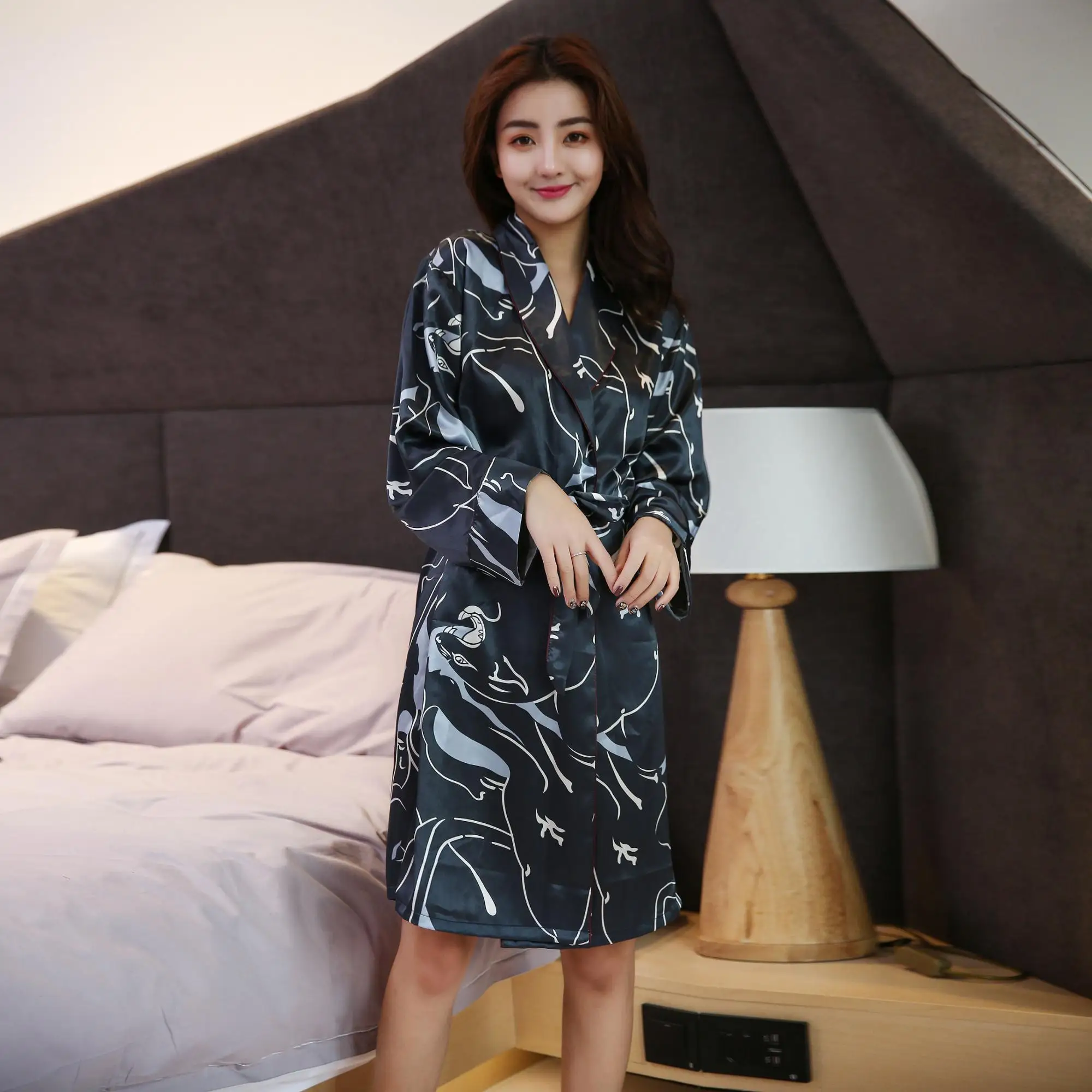 

China supplier custom photo shirt design women long pajamas, Customized color