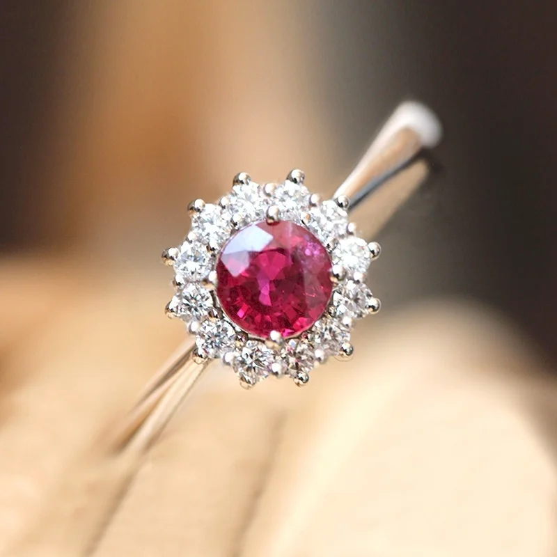 

CAOSHI Round Brilliant Cut Ruby Color CZ Crystal Women Rings Silver Jewelry 925 Sterling Silver Rings for Girl