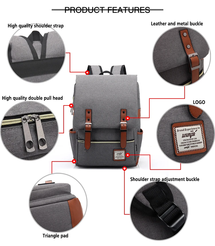 
Private label unisex big bookbags boy custom gray solid colour university school backpacks for men 